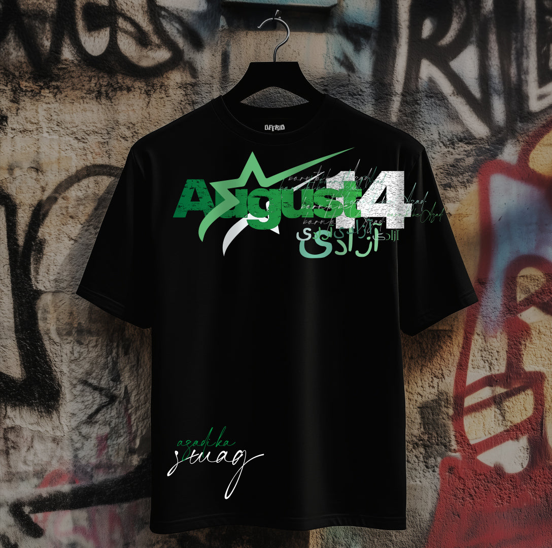 14th August Azadi Oversized Tshirt – 14th August Special – Independence Day Pakistan – Patriotic Streetwear