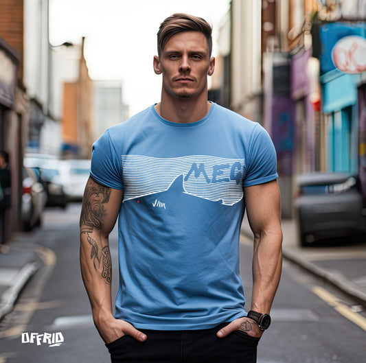 sky blue t-shirt inspired the movie MEG